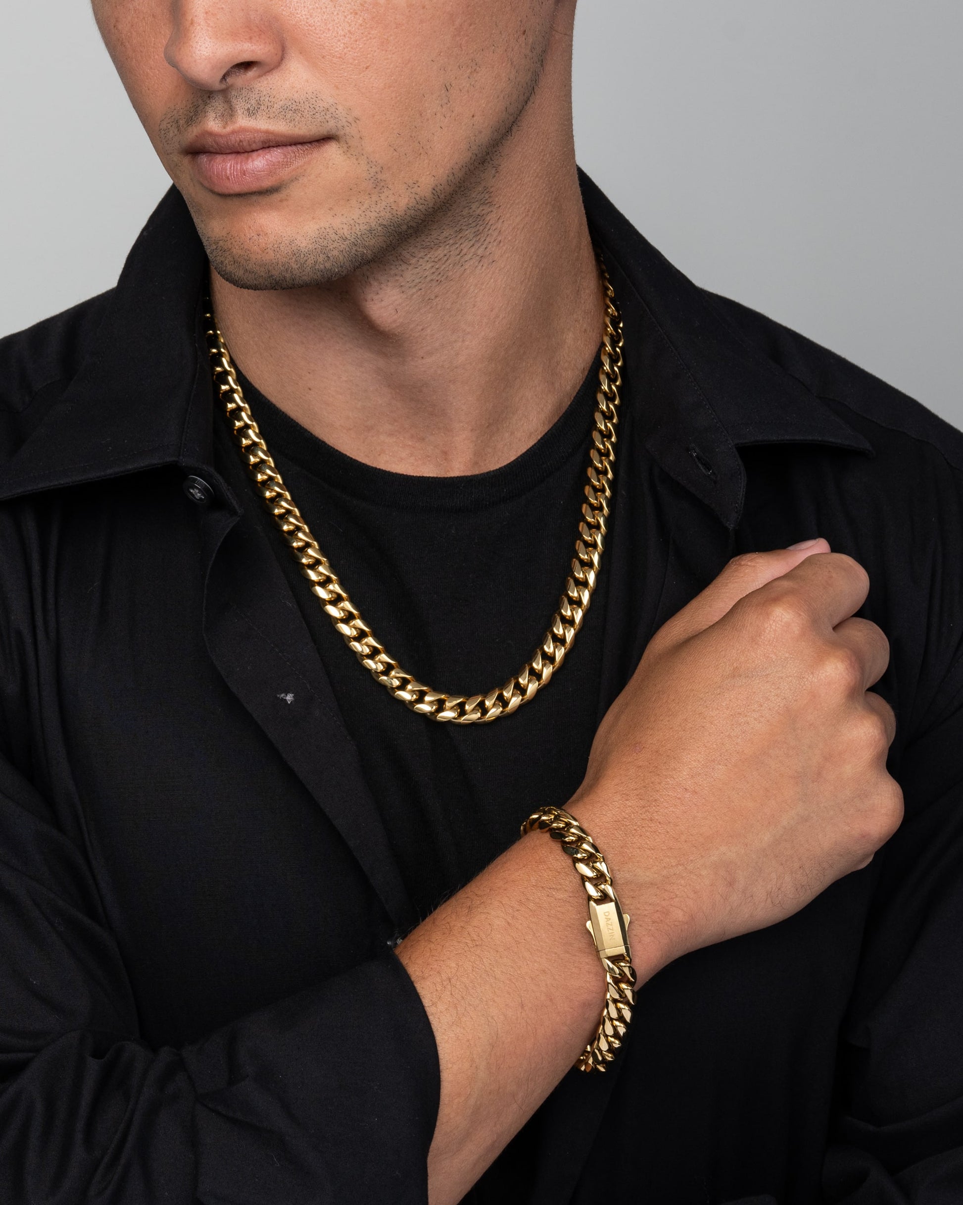 Cuban Link Set 10mm Gold Model