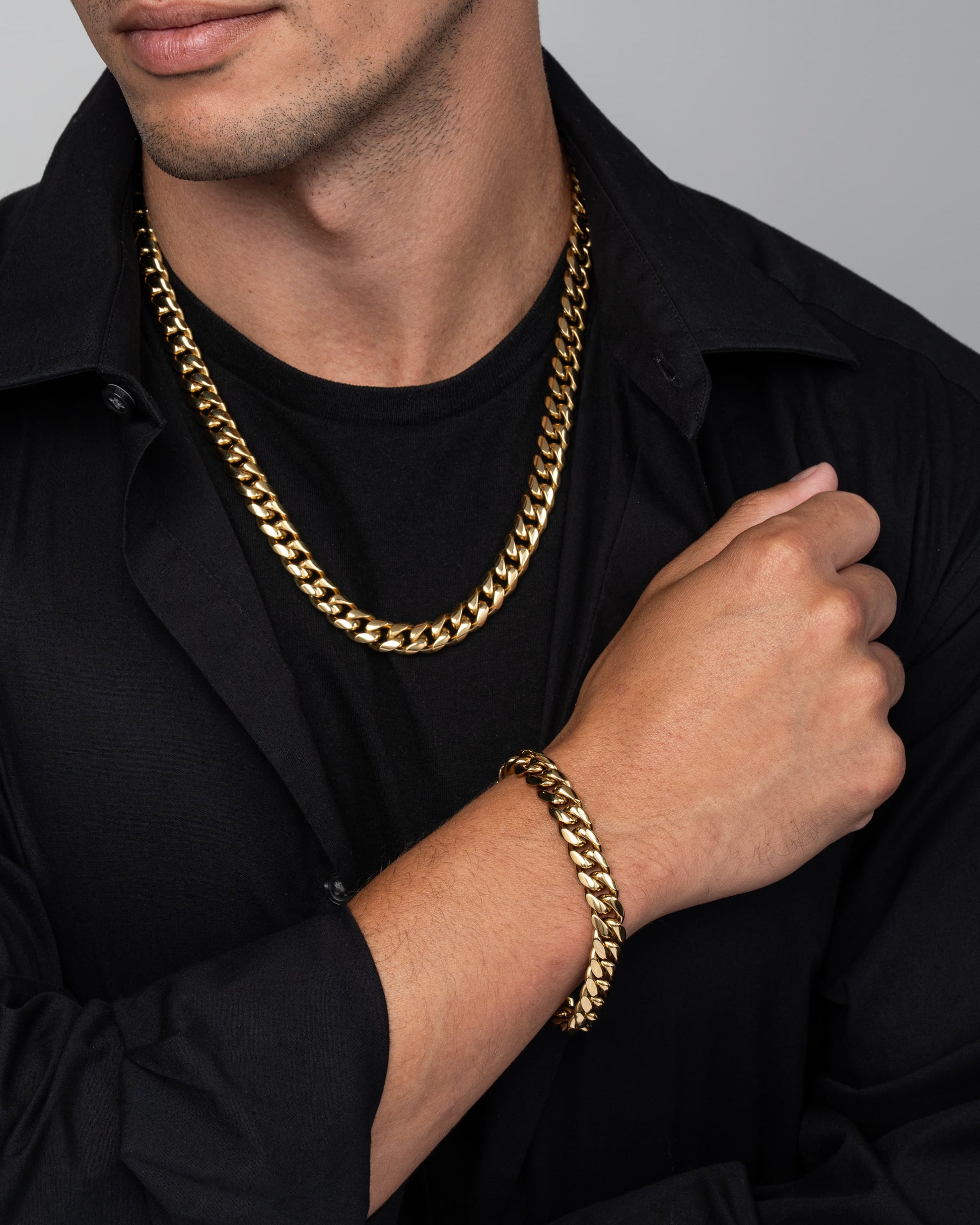 Cuban Link Set 10mm Gold Model2
