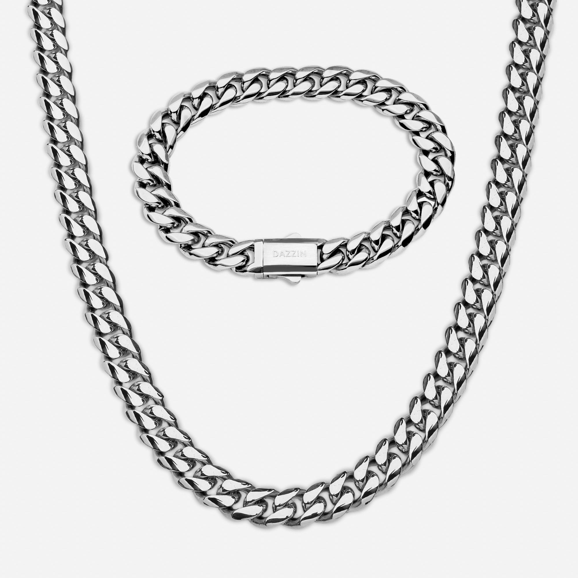 Cuban Link Set 10mm Silver