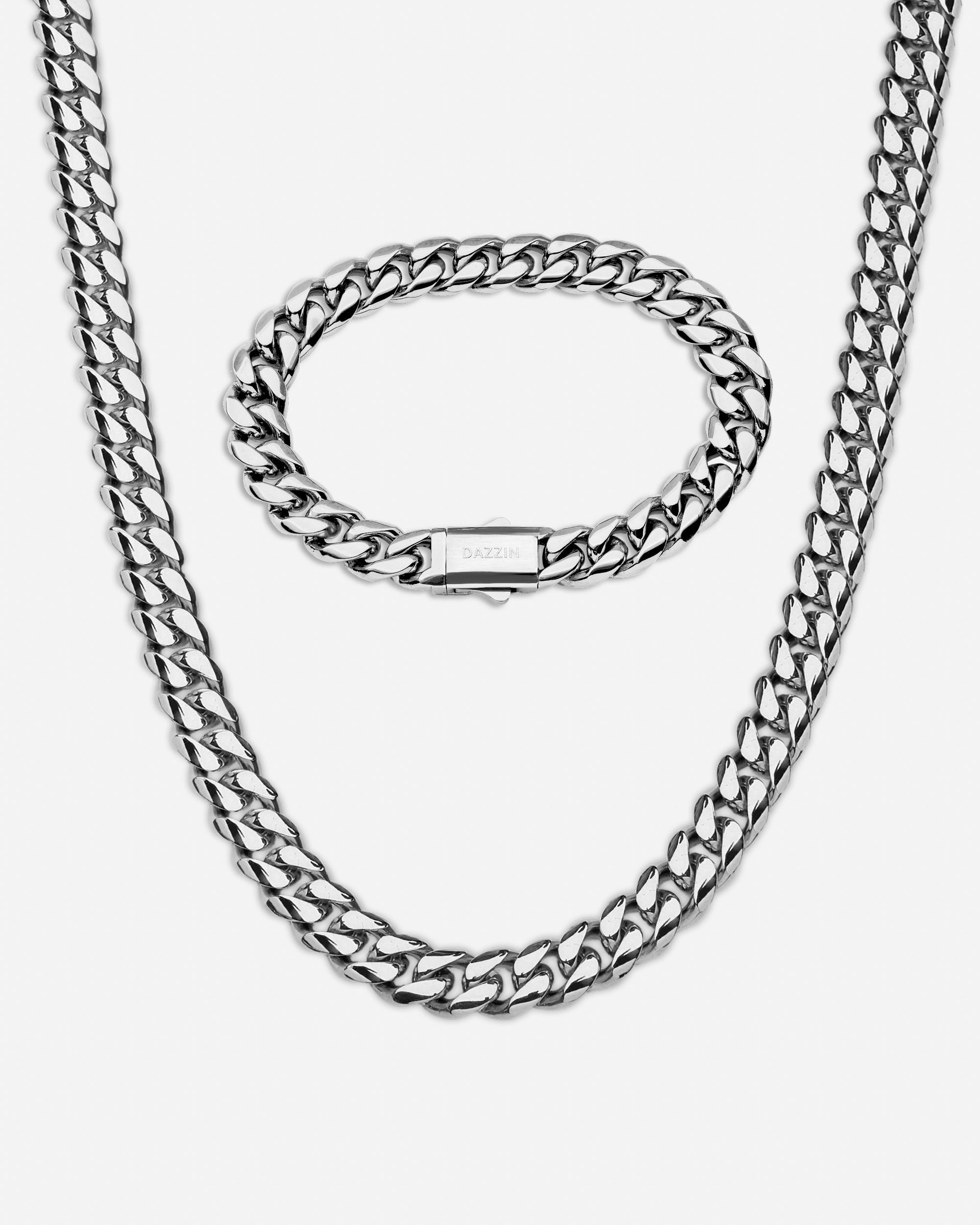Cuban Link Set 10mm Silver