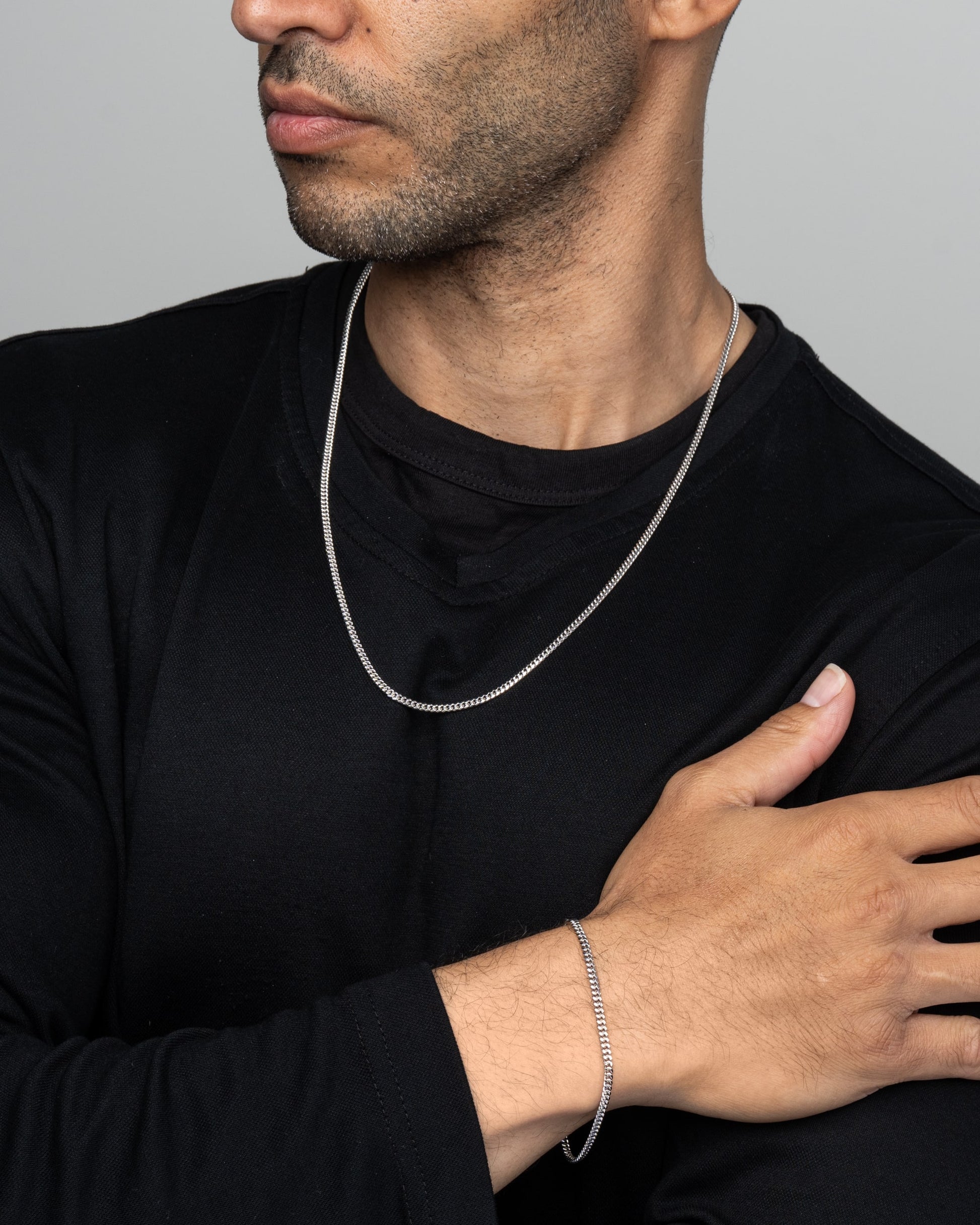 Cuban Link Set 3mm Silver Model2