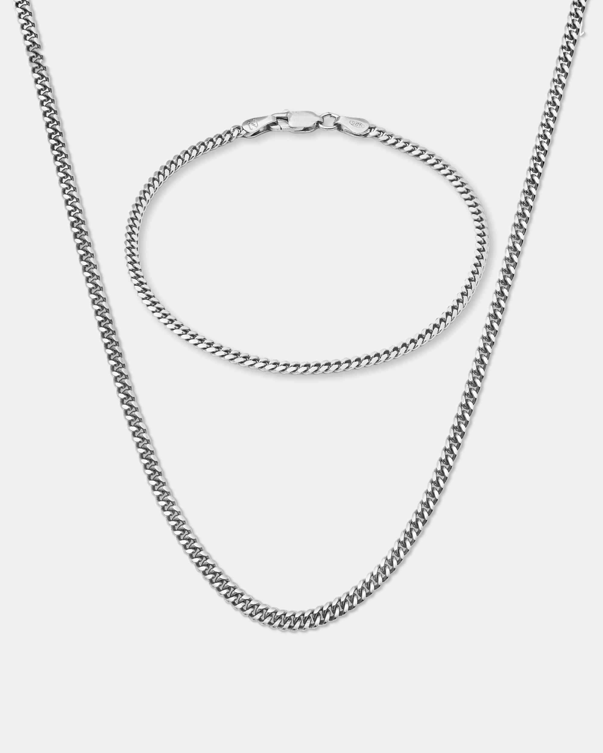 Cuban Link Set 3mm Silver