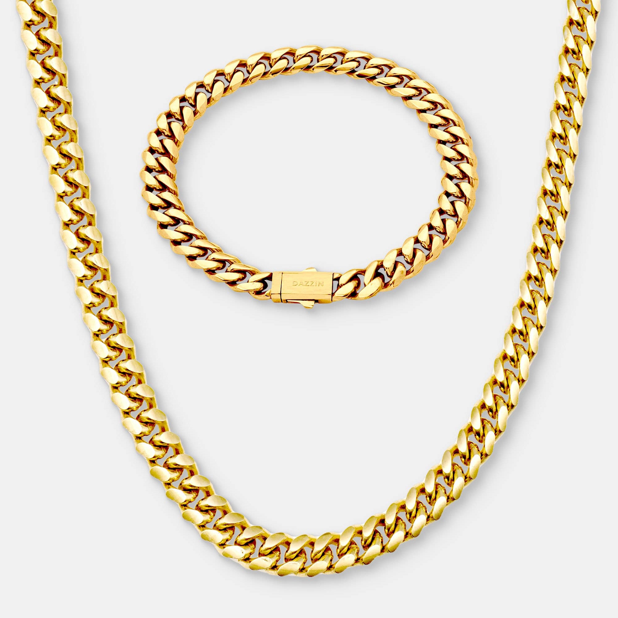 Cuban Link Set 8mm Gold