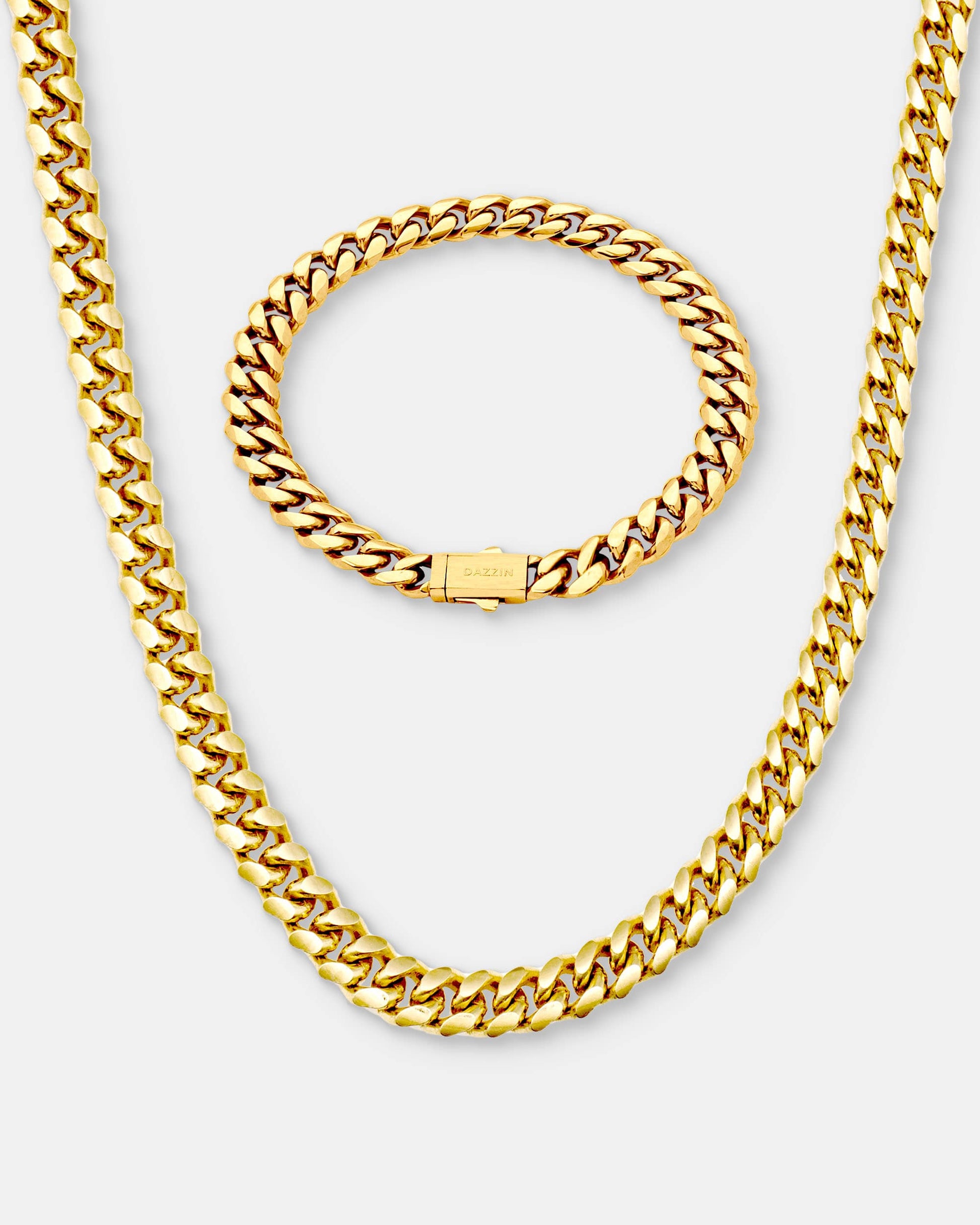 Cuban Link Set 8mm Gold