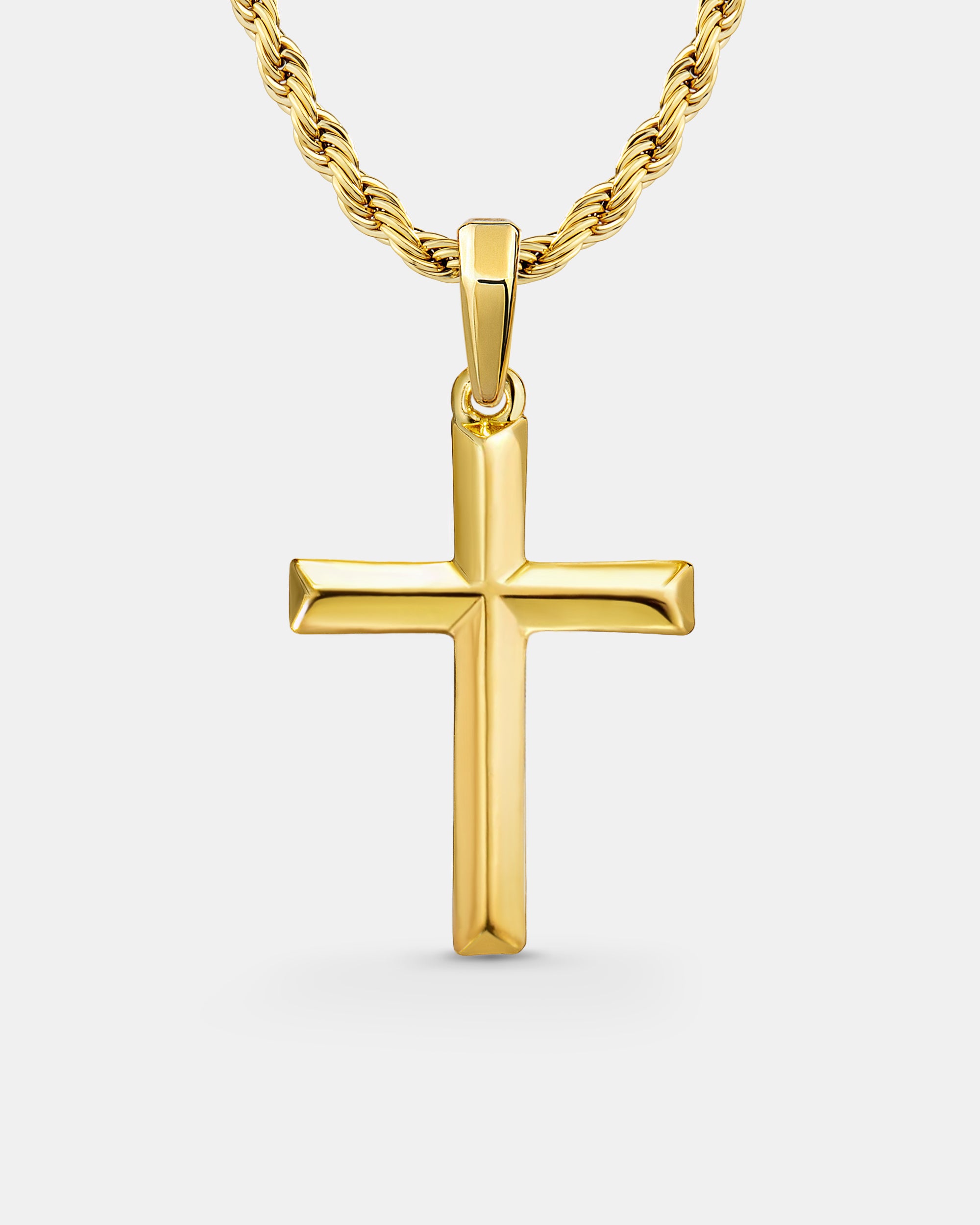 Bevel Cross Gold Pendant