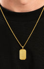 Bevel Tag Pendant Gold Neck Black Tee
