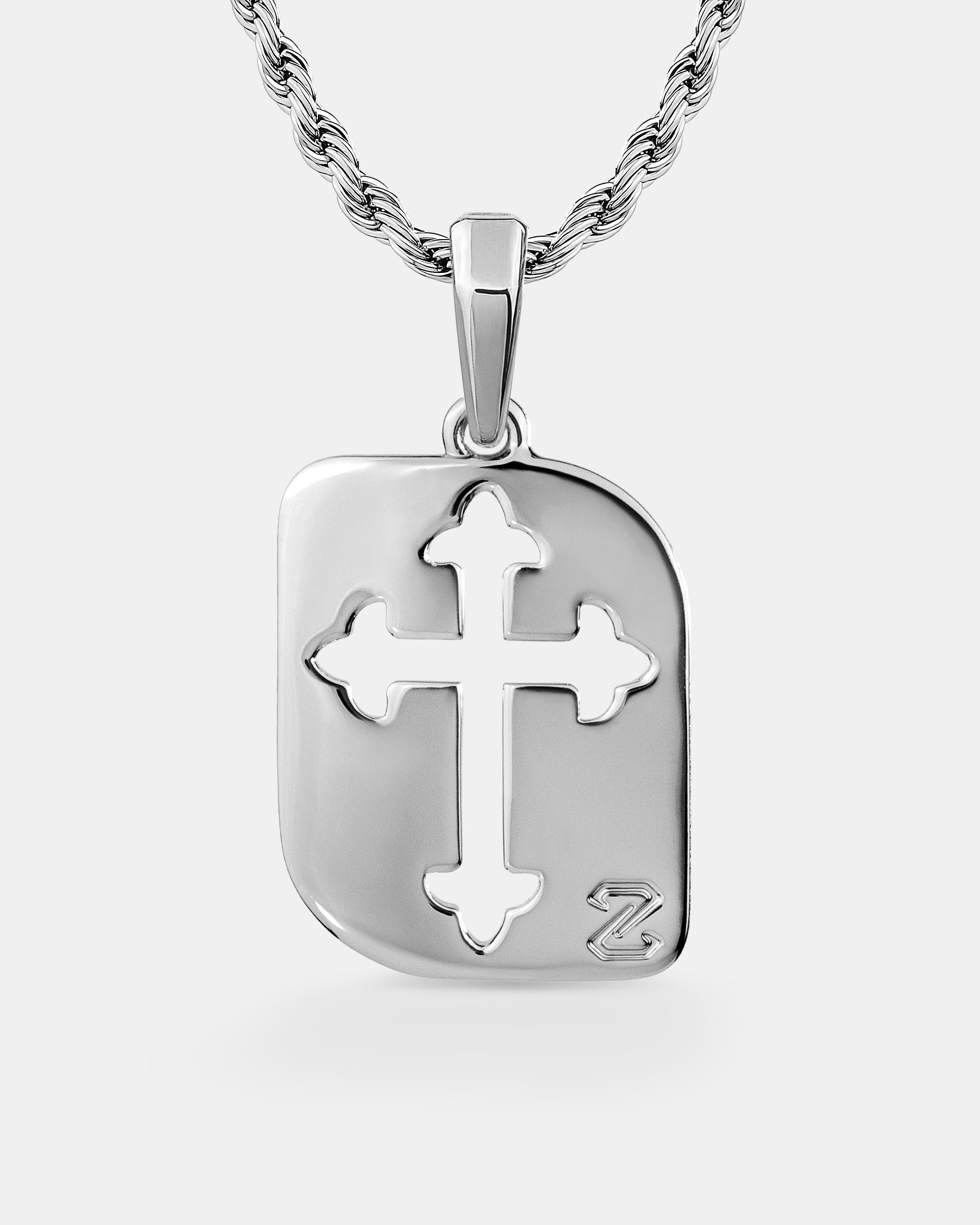 Cross Cut Tag Silver Pendant