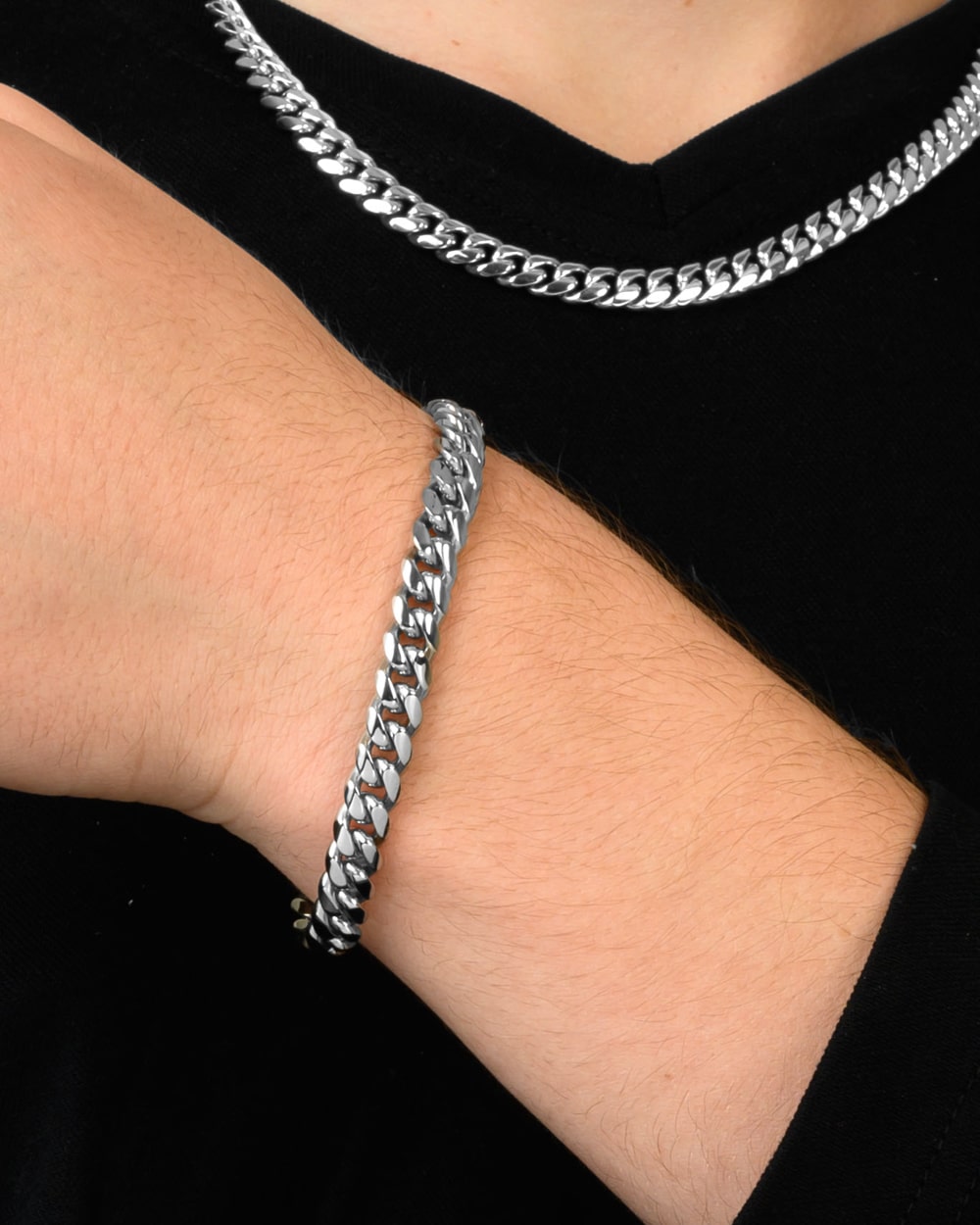 Cuban Link Bracelet 8mm Silver Model2