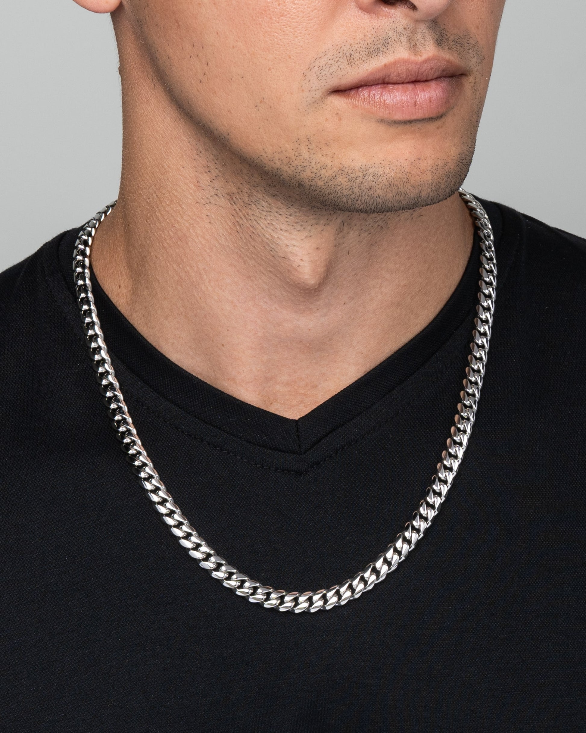 Cuban Link Chain 8mm Silver Model2