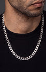 Cuban Link Chain Silver 10mm On Model