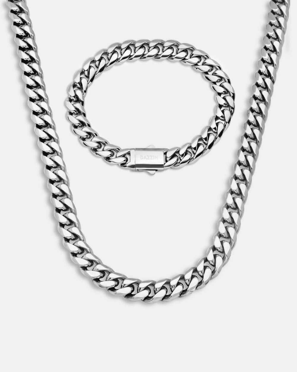 Cuban Link Set 10mm Silver