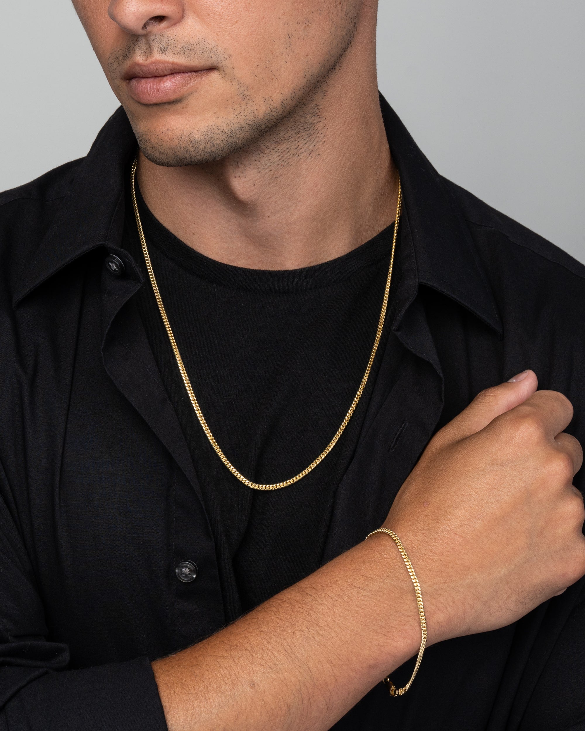 Cuban Link Set 3mm Gold Model1