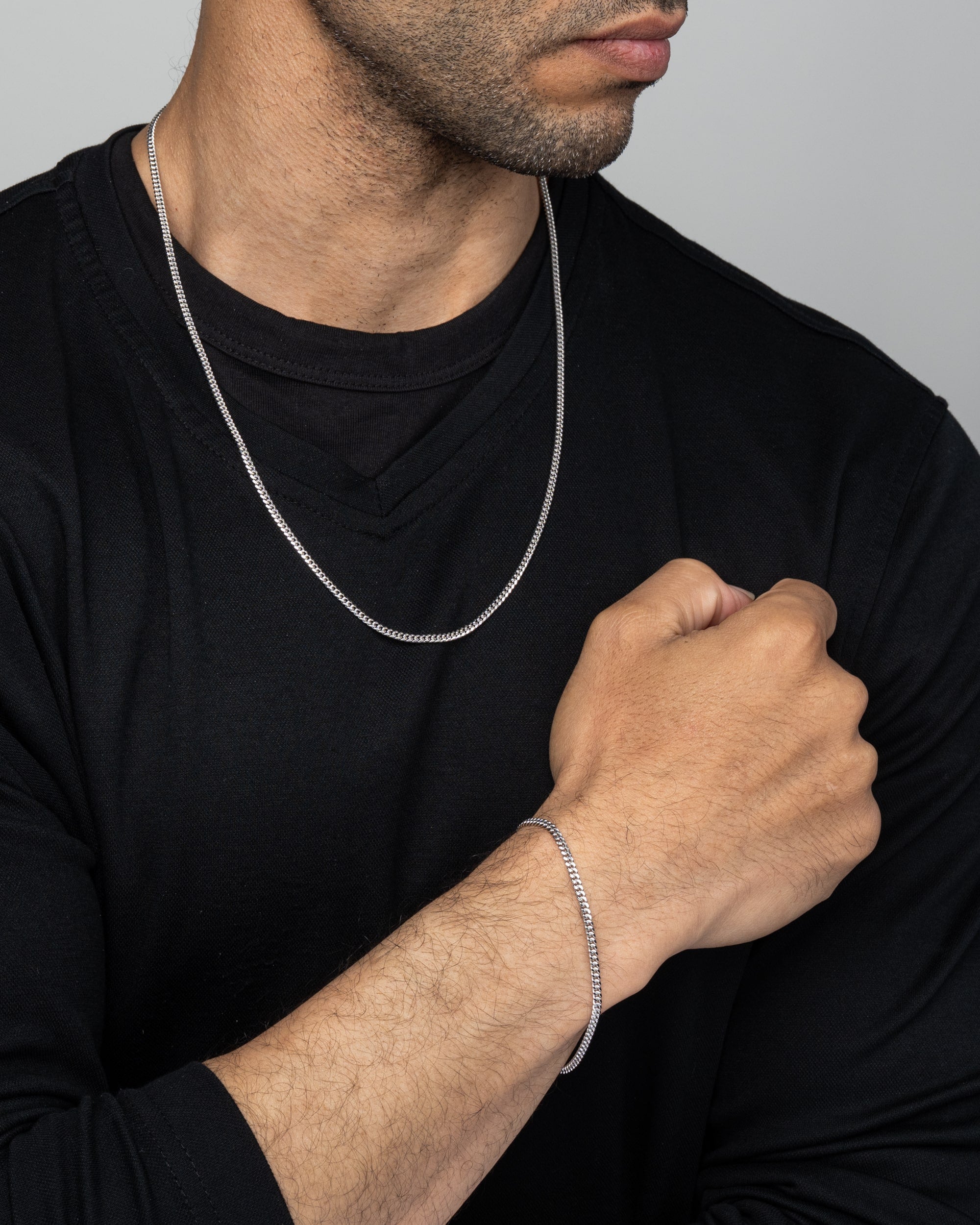 Cuban Link Set 3mm Silver Model1