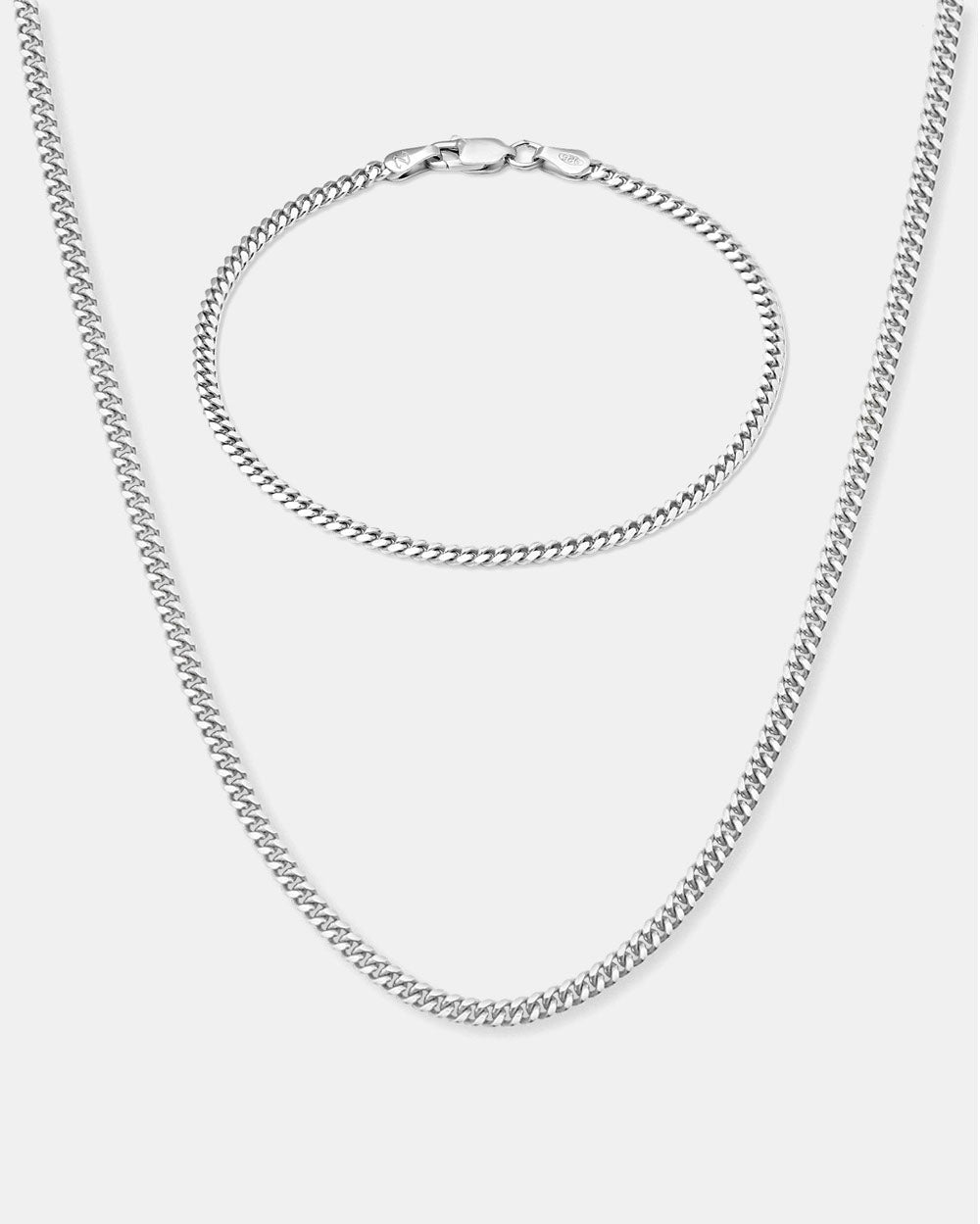 Cuban Link Set 3mm Silver