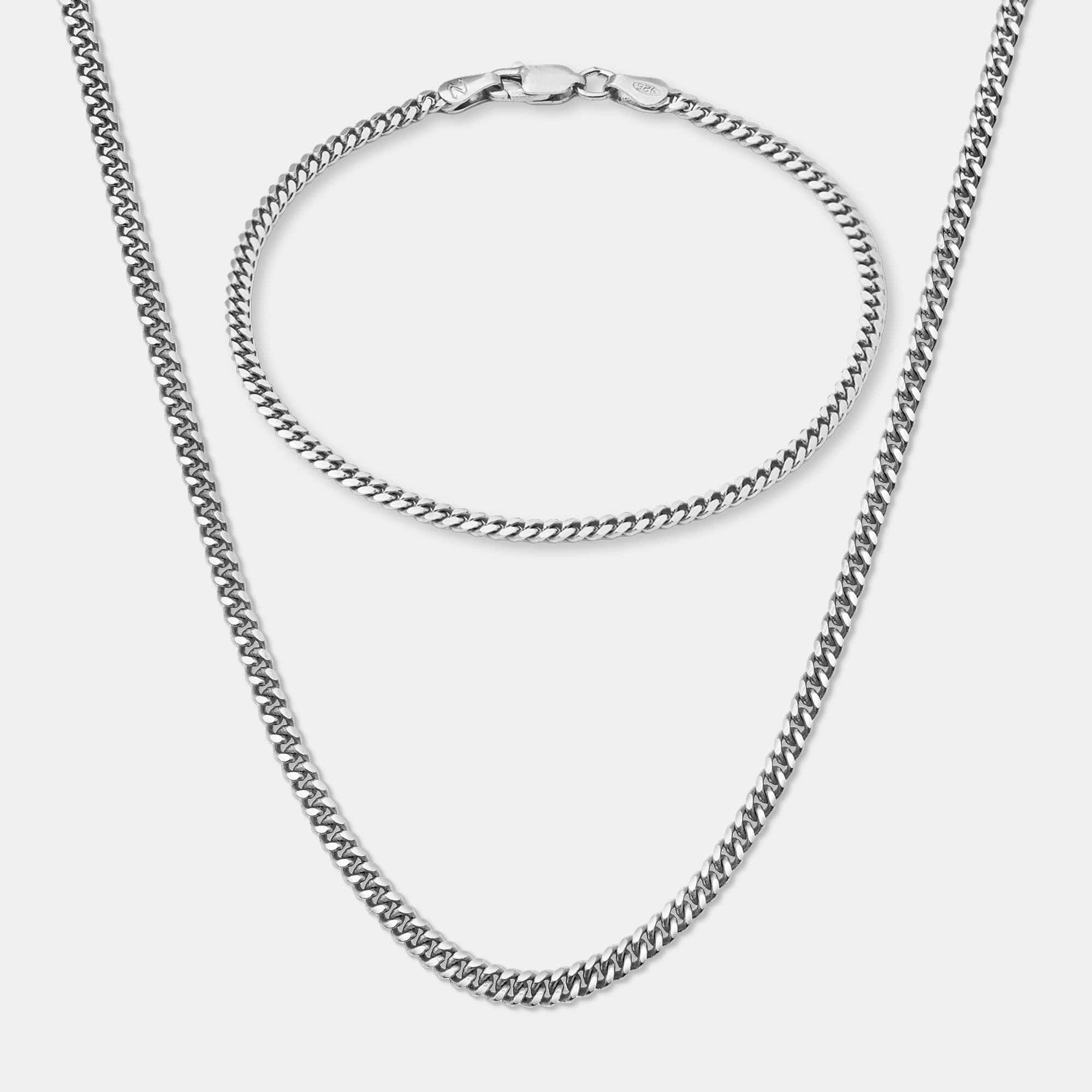 Cuban Link Set 3mm Silver