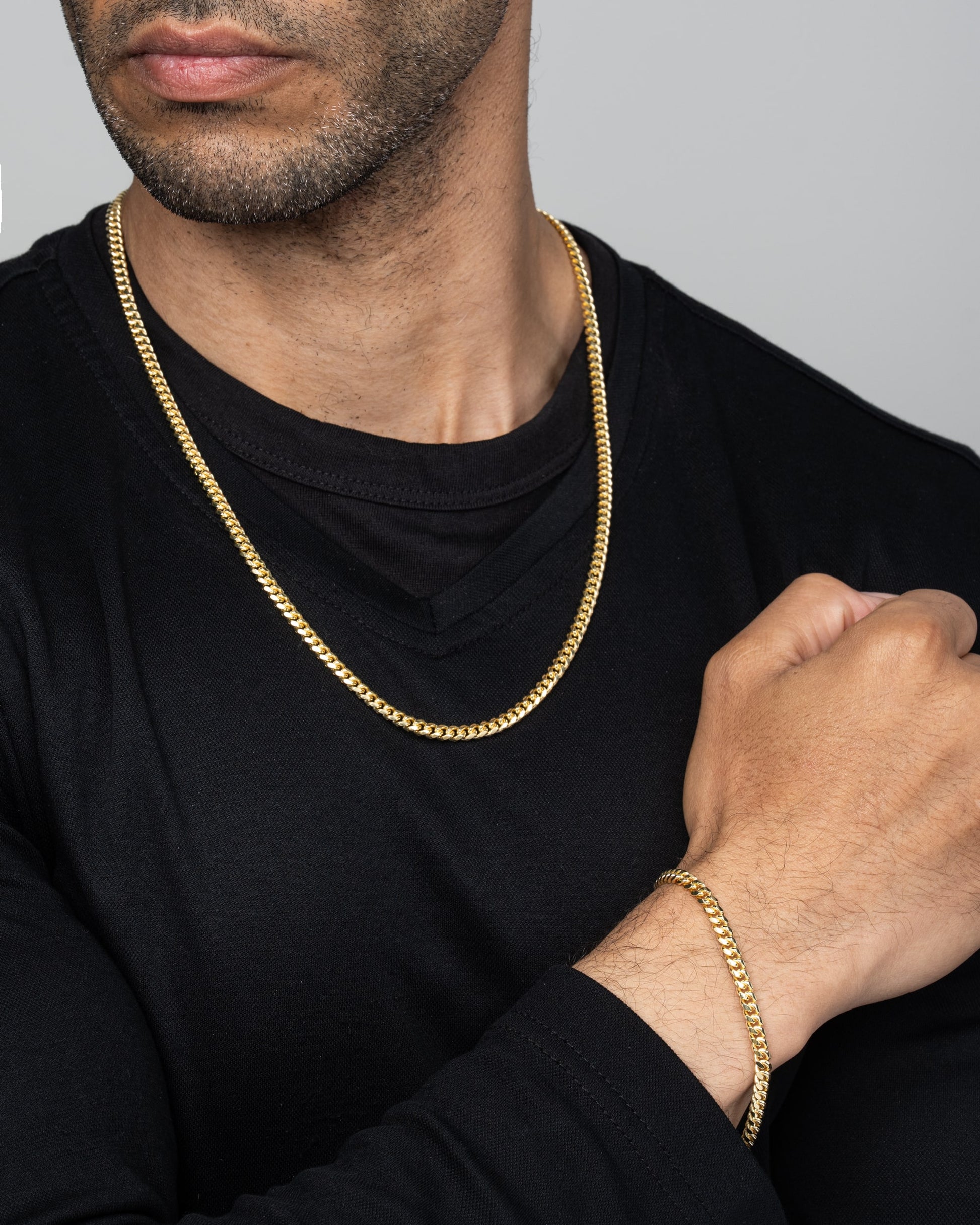 Cuban Link Set 5mm Gold Model4