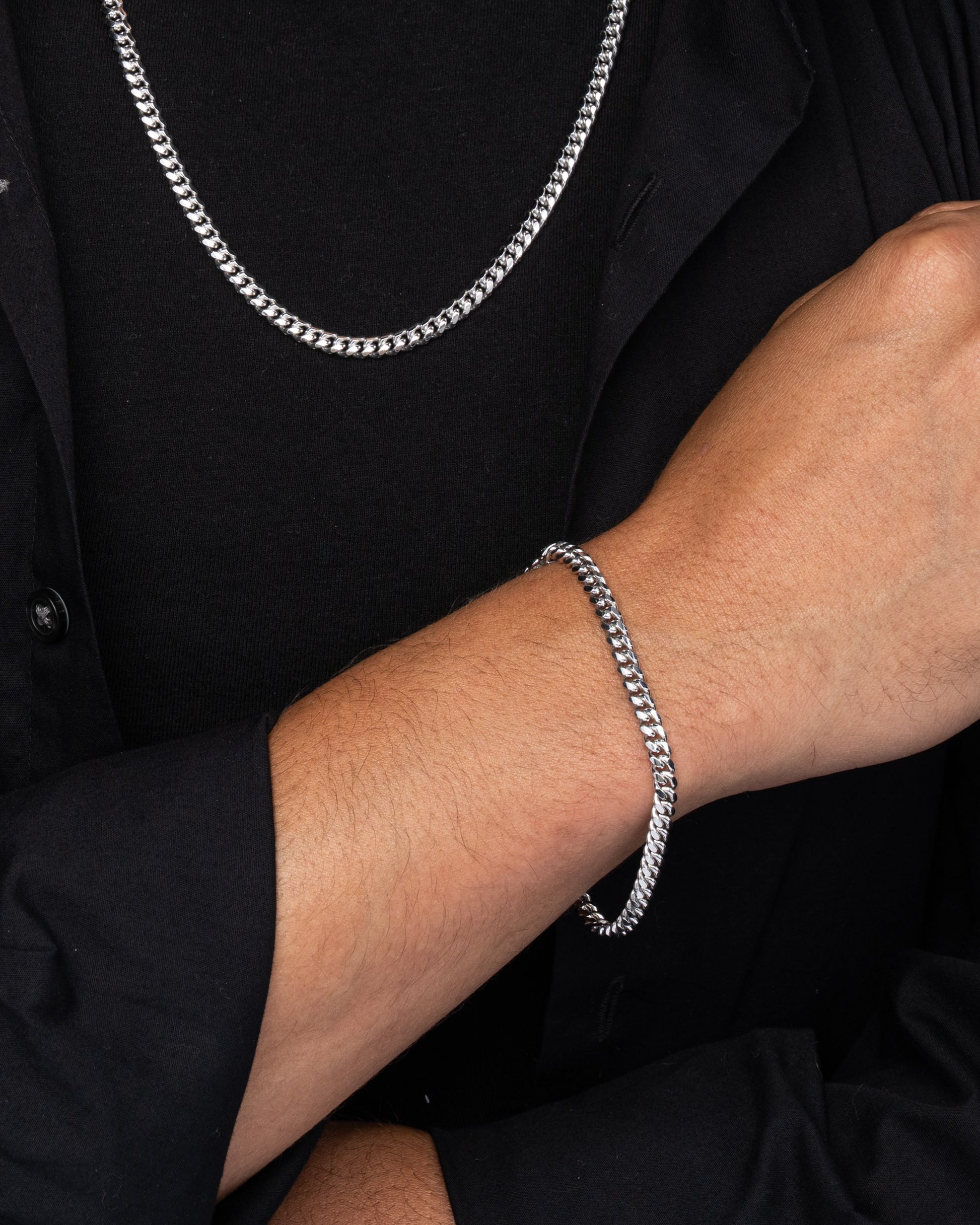 Cuban Link Set 5mm Silver Model1