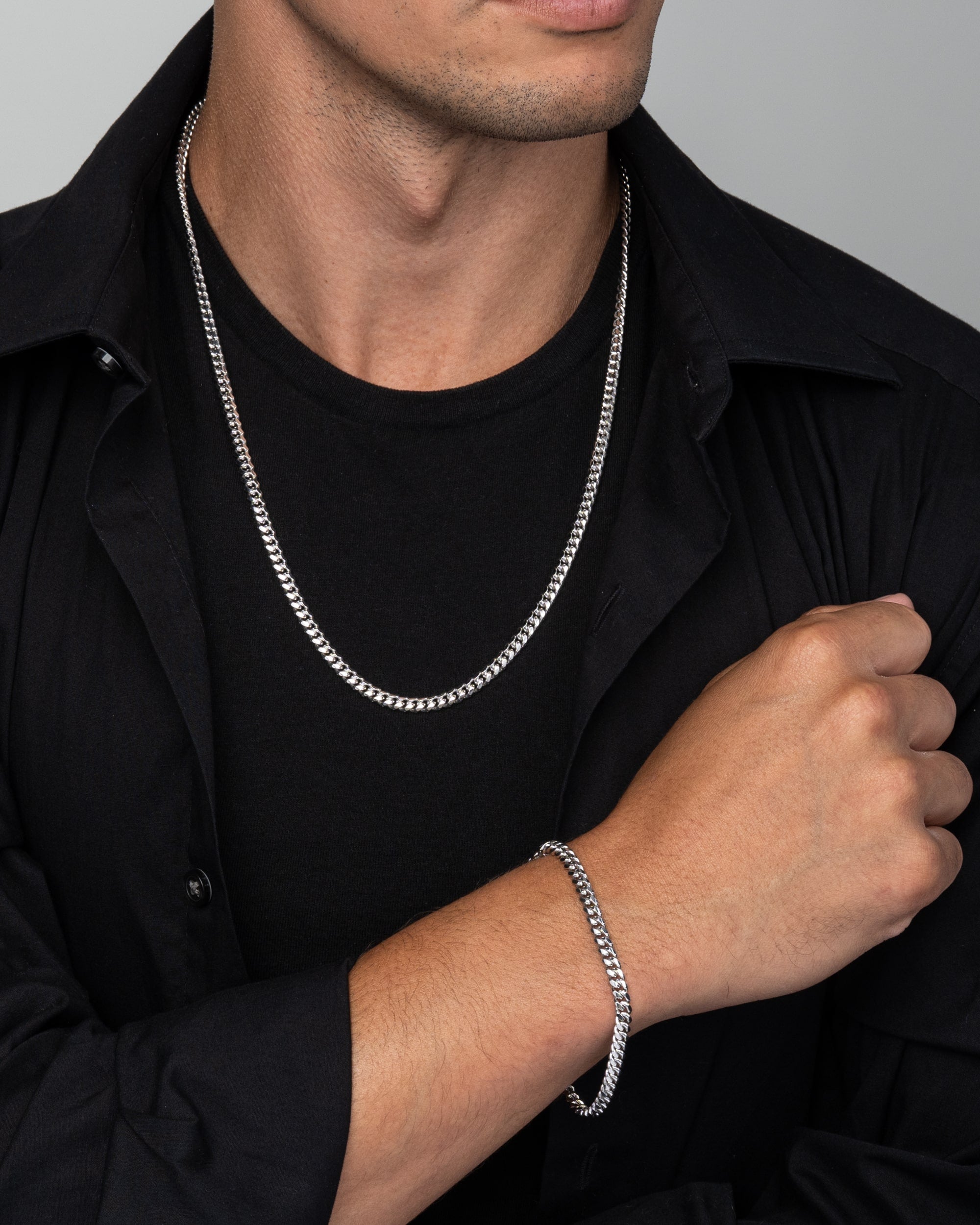 Cuban Link Set 5mm Silver Model3