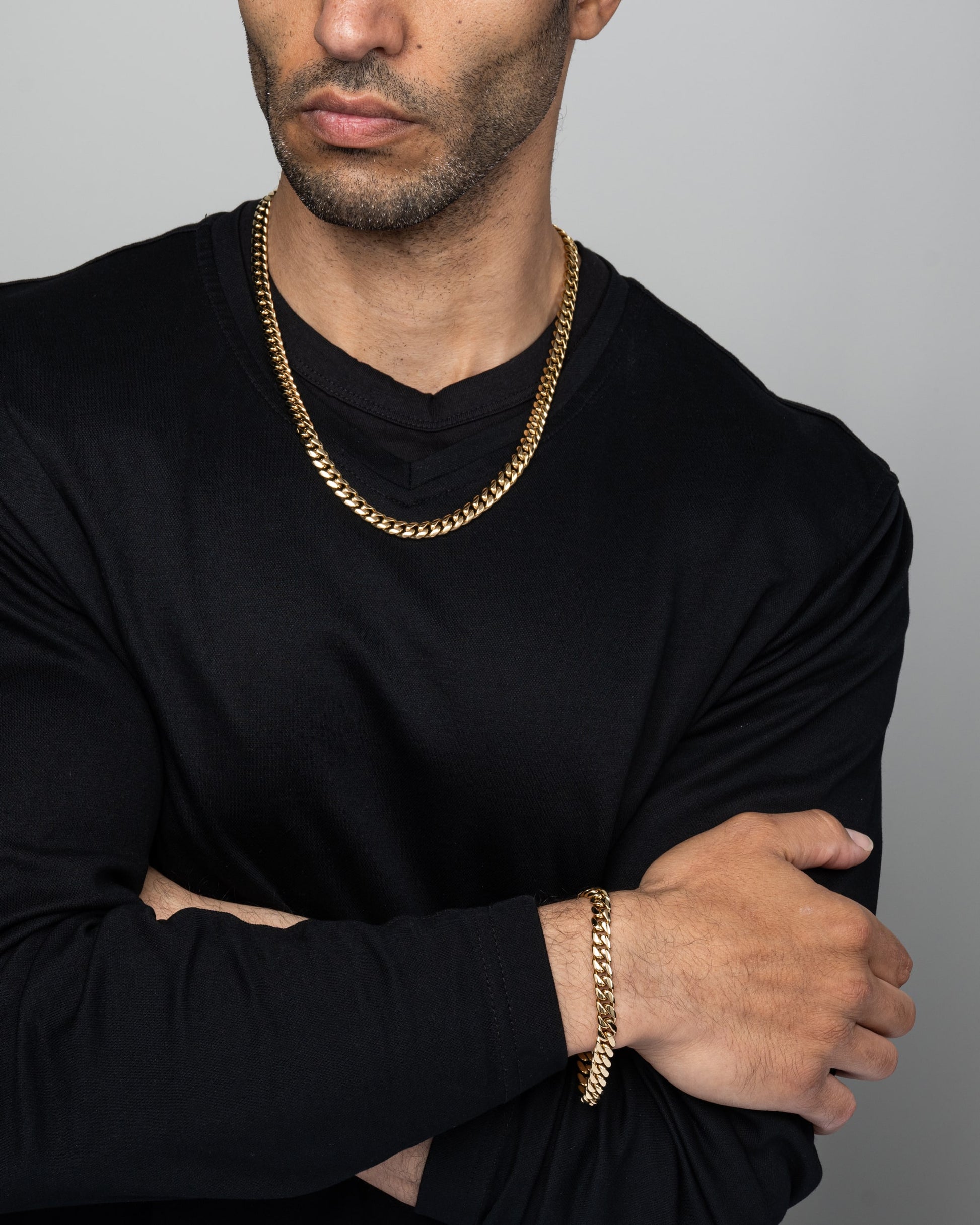 Cuban Link Set 8mm Gold Model3