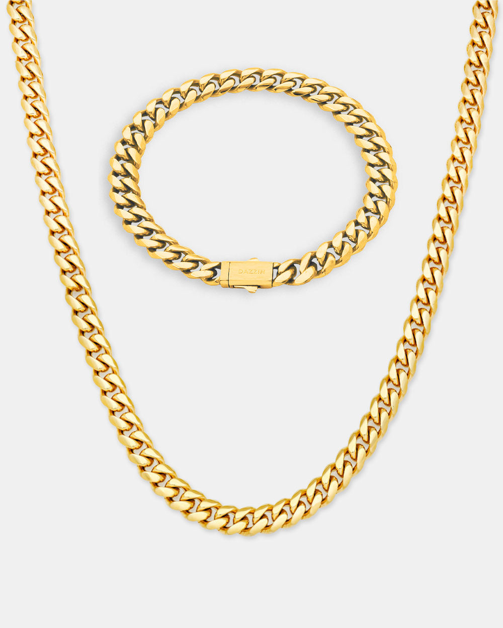 Cuban Link Set 8mm Gold