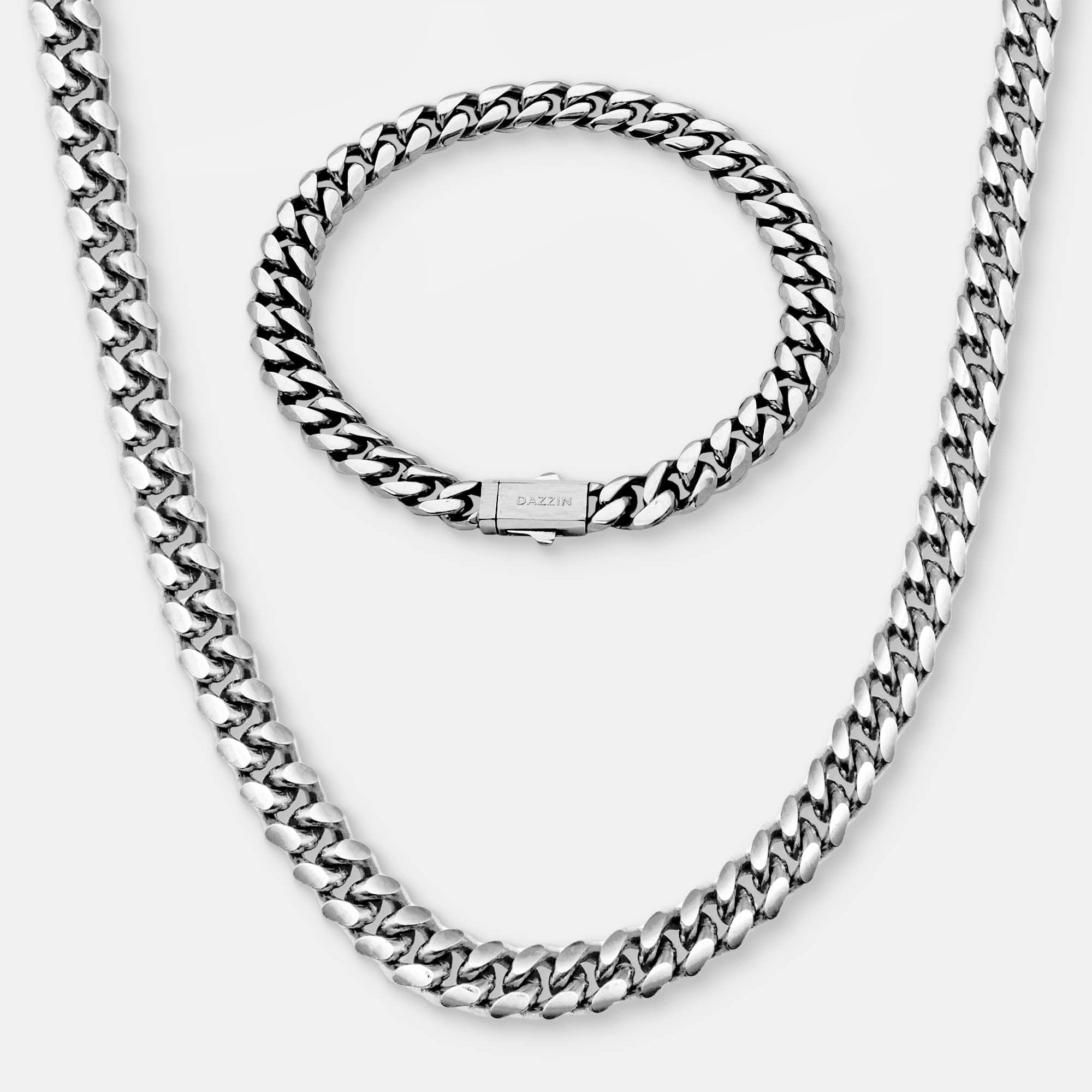 Cuban Link Set 8mm Silver