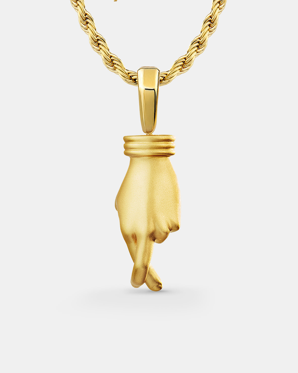 Fingers Crossed Back Gold Pendant
