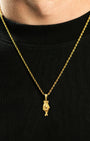 Fingers Crossed Pendant Gold Neck Black Tee