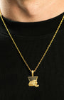 King Head Pendant Gold Neck Black Tee