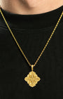 North Star Wonder Pendant Gold Neck Black Tee