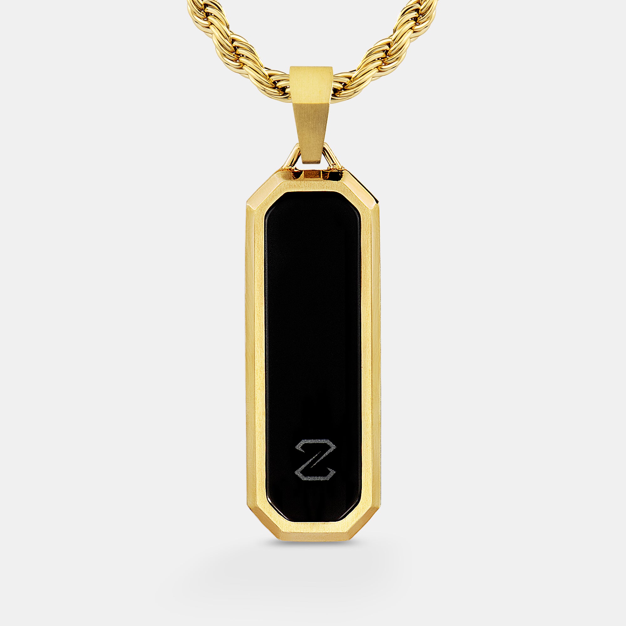 Onyx Bevel Long Tag Gold Pendant