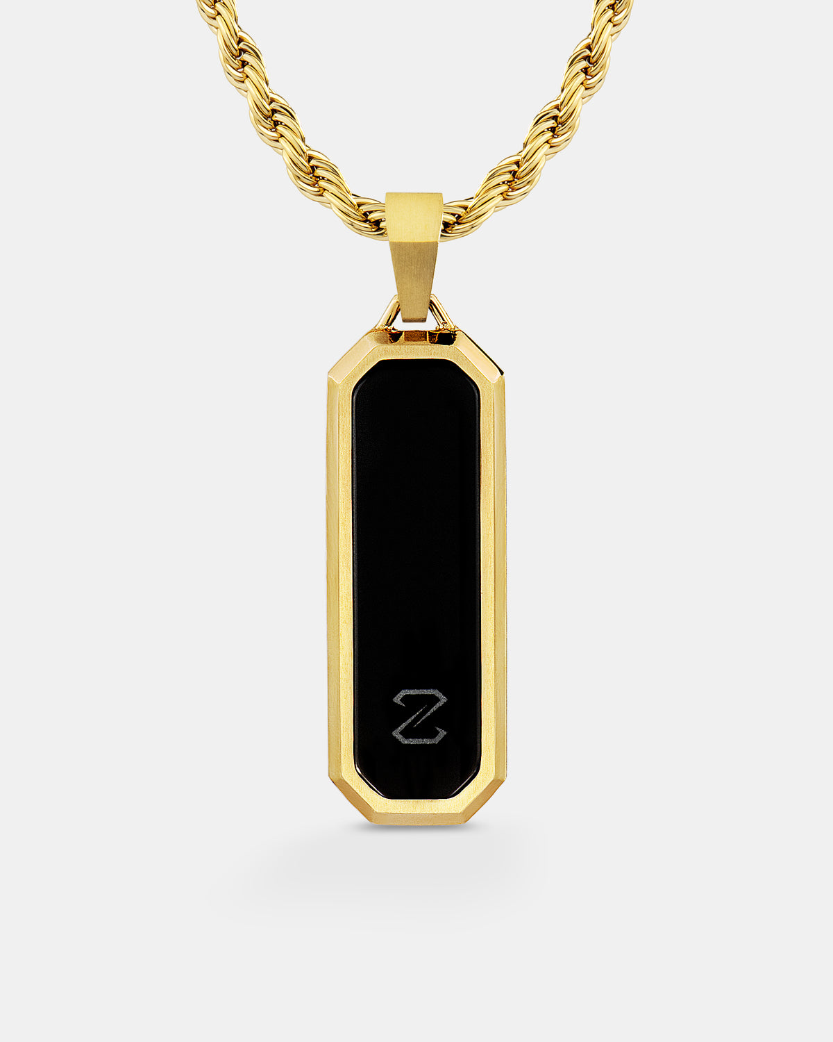 Onyx Bevel Long Tag Gold Pendant