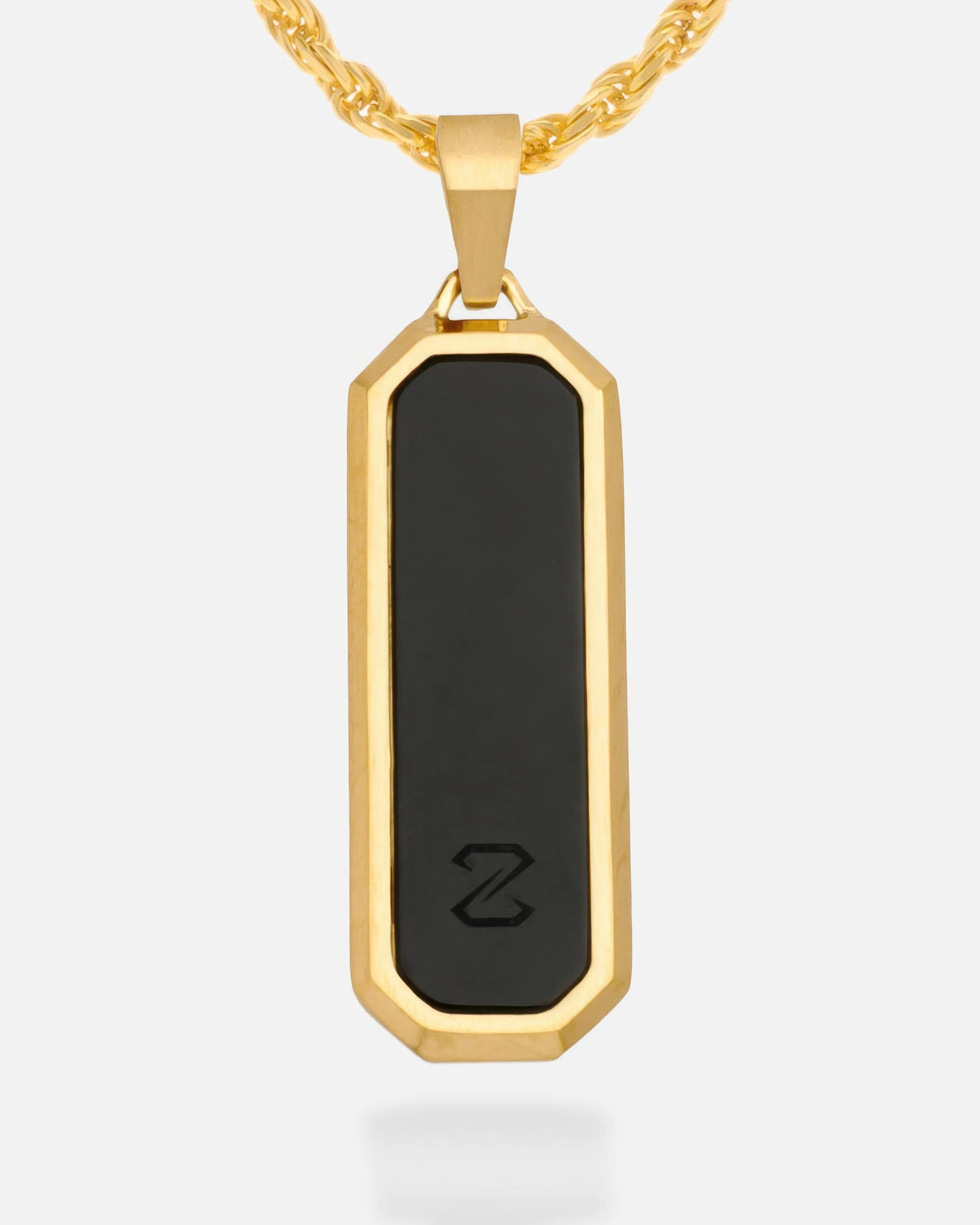 Onyx Bevel Long Tag Gold