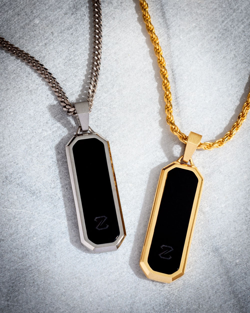 Onyx Bevel Long Tag Pendant