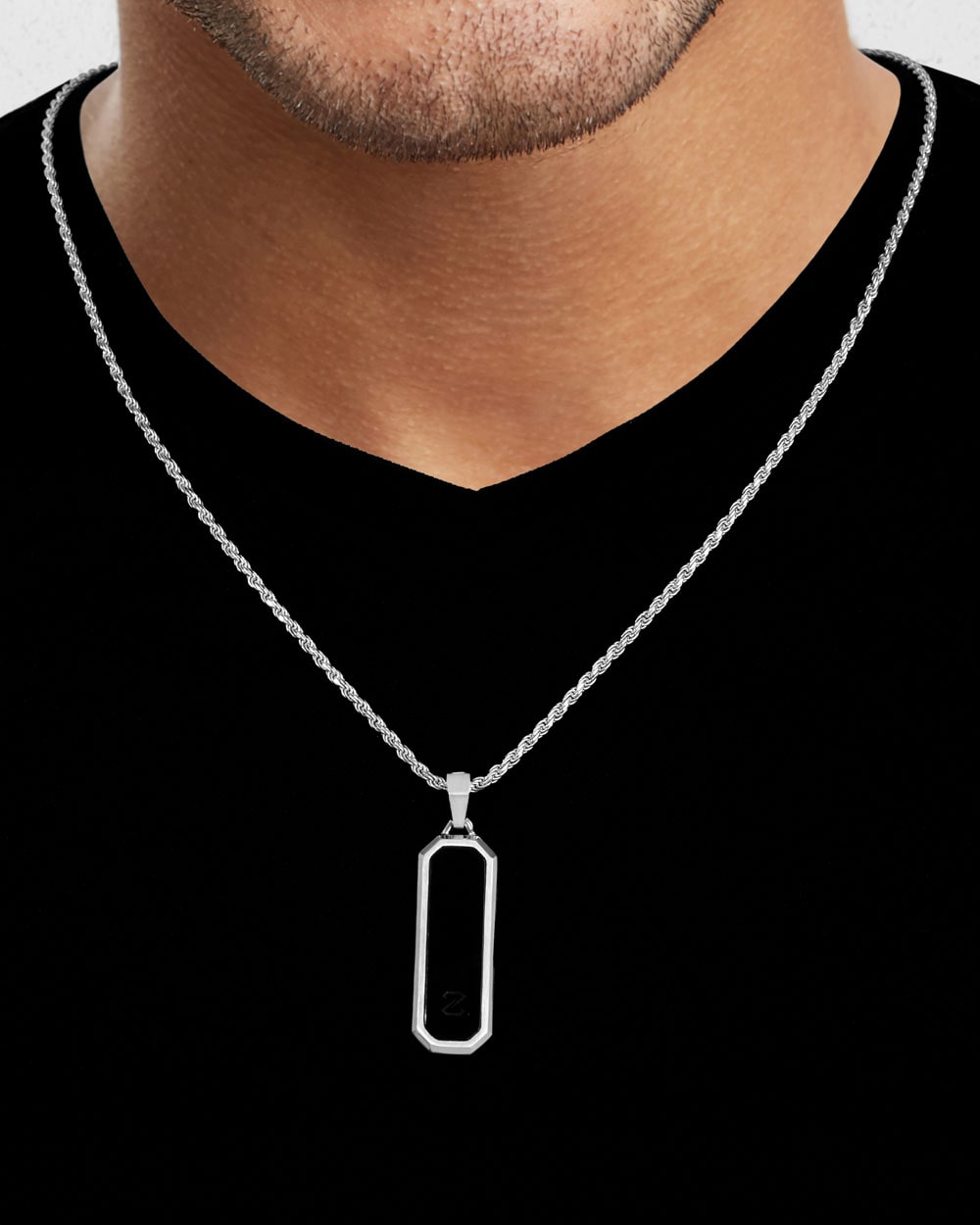 Onyx Bevel Long Tag Silver Model