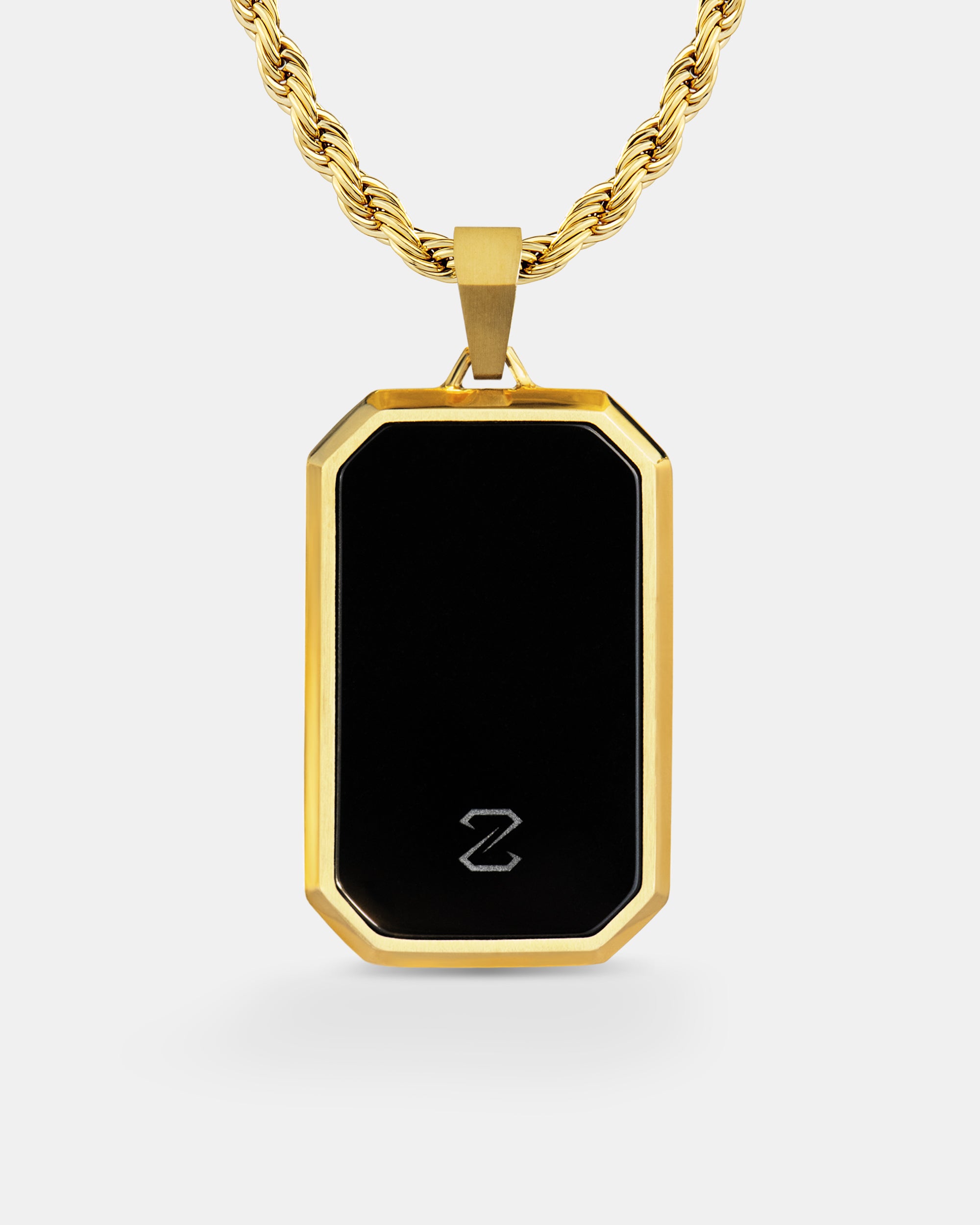 Onyx Bevel Tag Gold Pendant