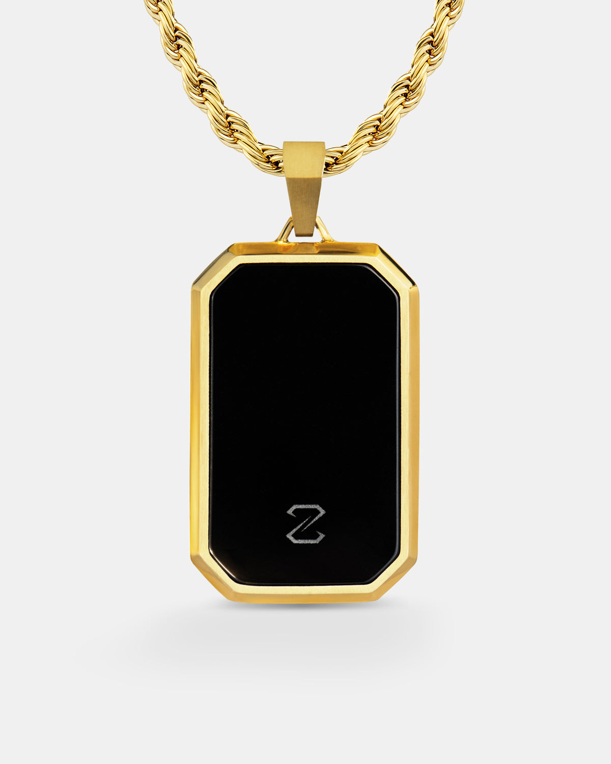 Onyx Bevel Tag Gold Pendant