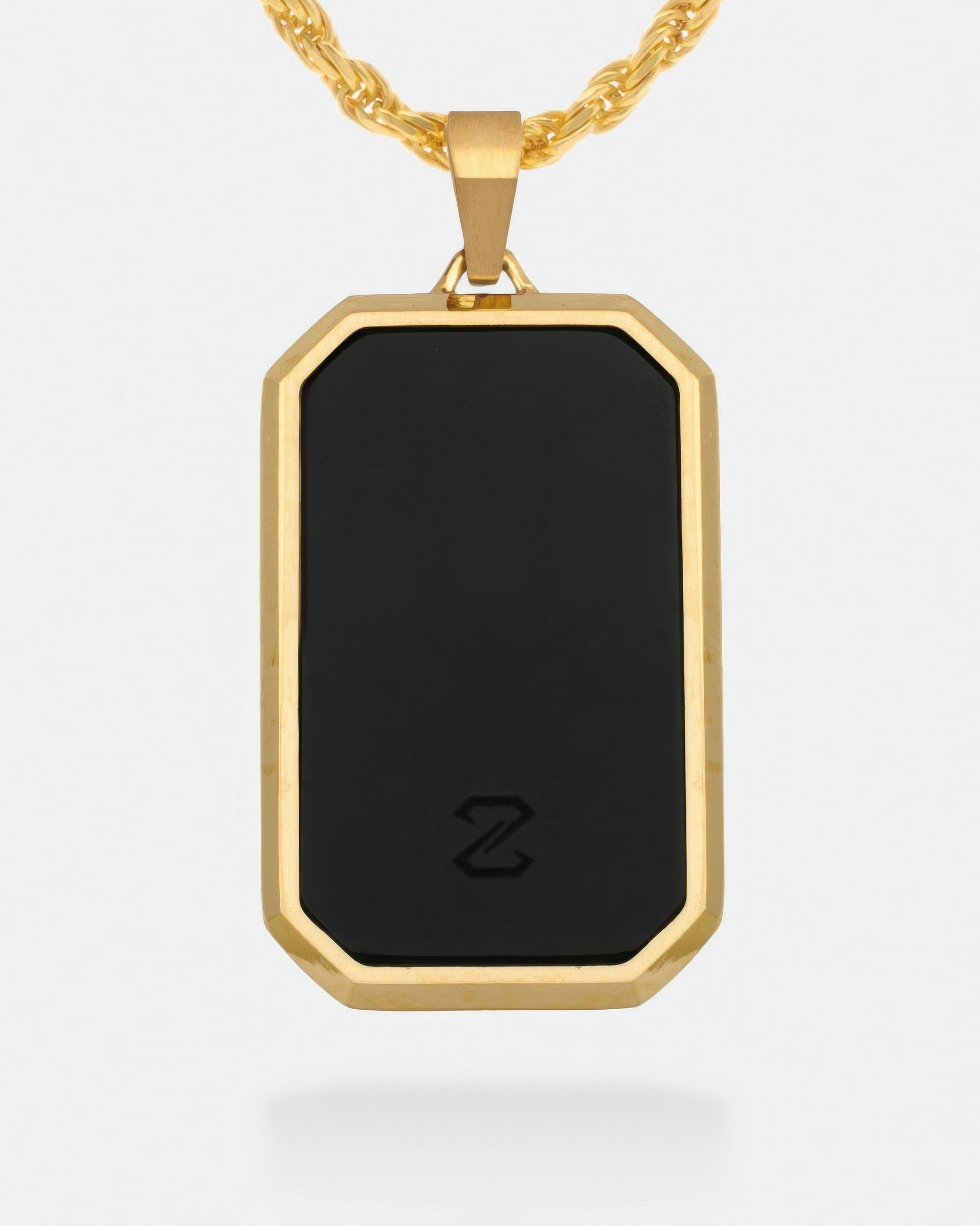 Men's Gold Onyx Bevel Tag Pendant | DAZZIN