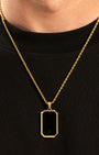 Onyx Bevel Tag Pendant Gold Neck Black Tee