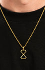 Onyx Reflect Tag Pendant Gold Neck Black Tee