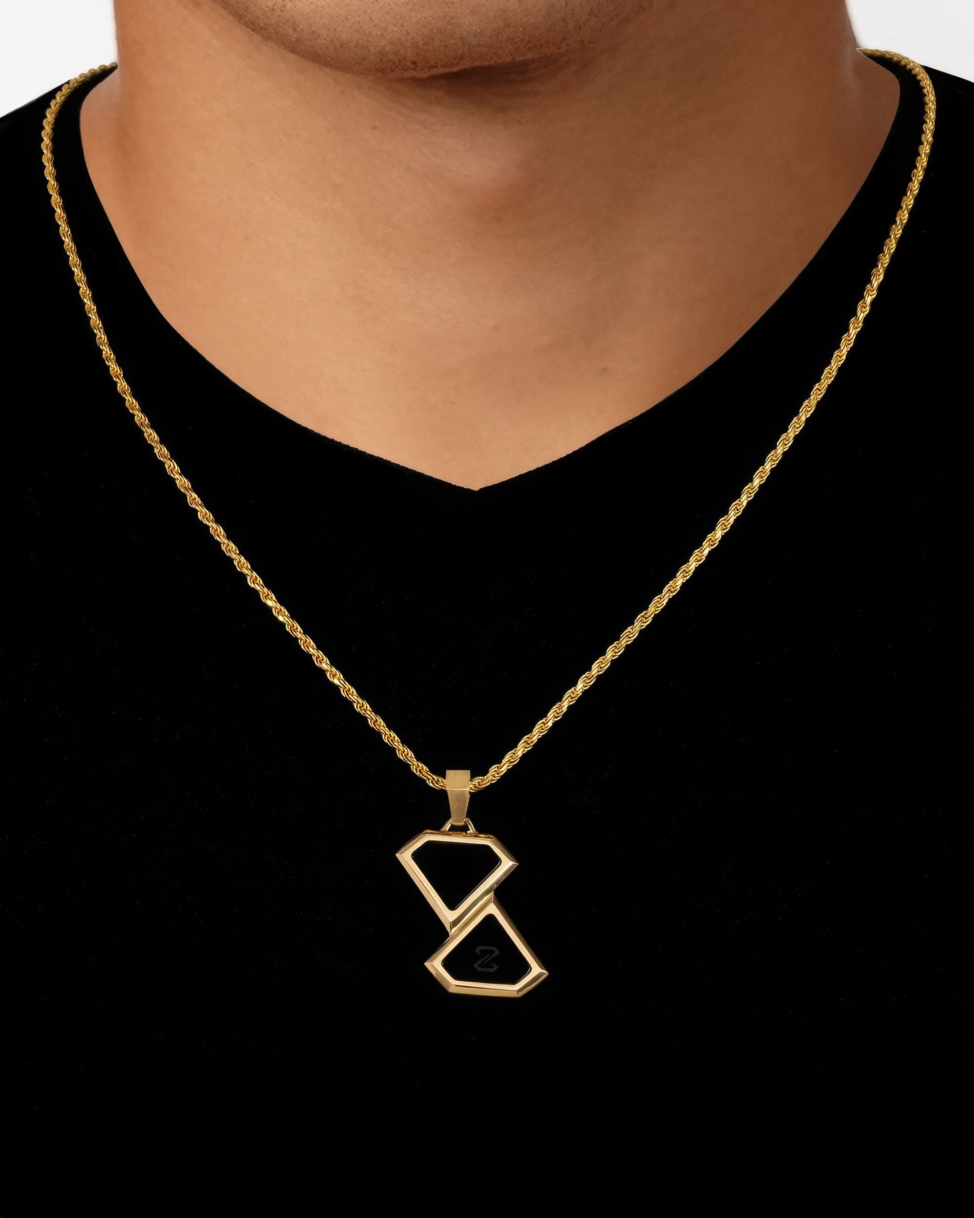Men's Gold Onyx Shift Tag Pendant | DAZZIN