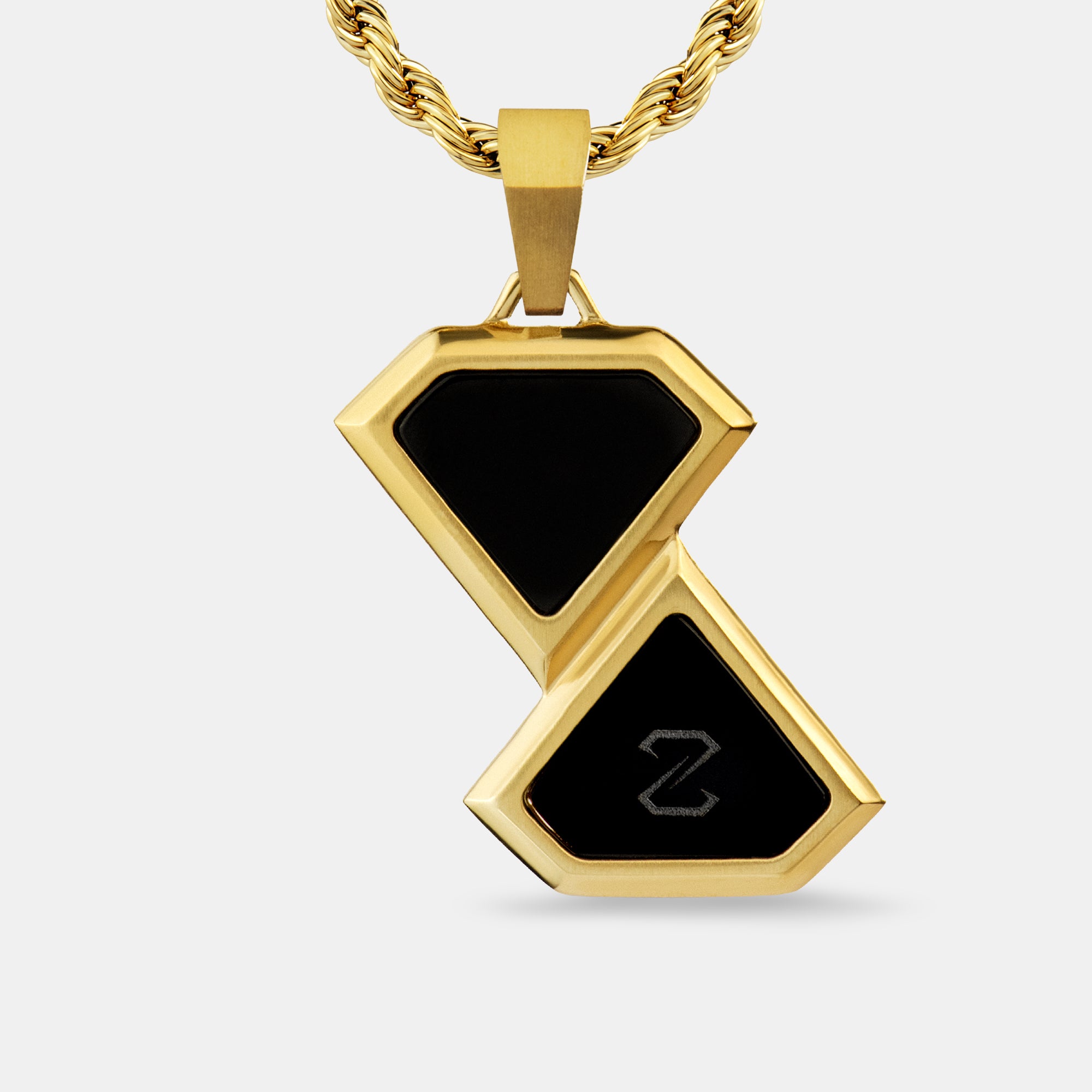 Onyx Shift Tag Gold Pendant 