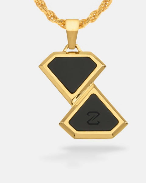 Men's Gold Onyx Shift Tag Pendant | DAZZIN