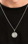 Providence Circle Eye Pendant Silver Neck Black Tee
