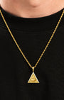 Providence Triangle Eye Pendant Gold Neck Black Tee