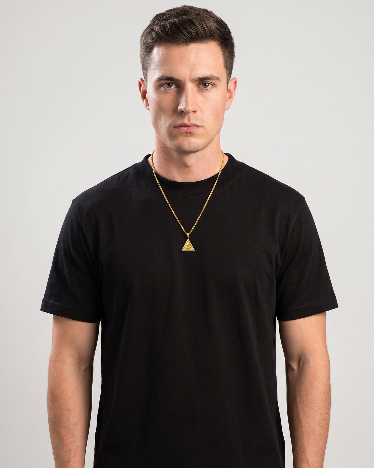 Providence Triangle Eye Pendant Gold On Model