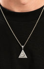 Providence Triangle Eye Pendant Silver Neck Black Tee