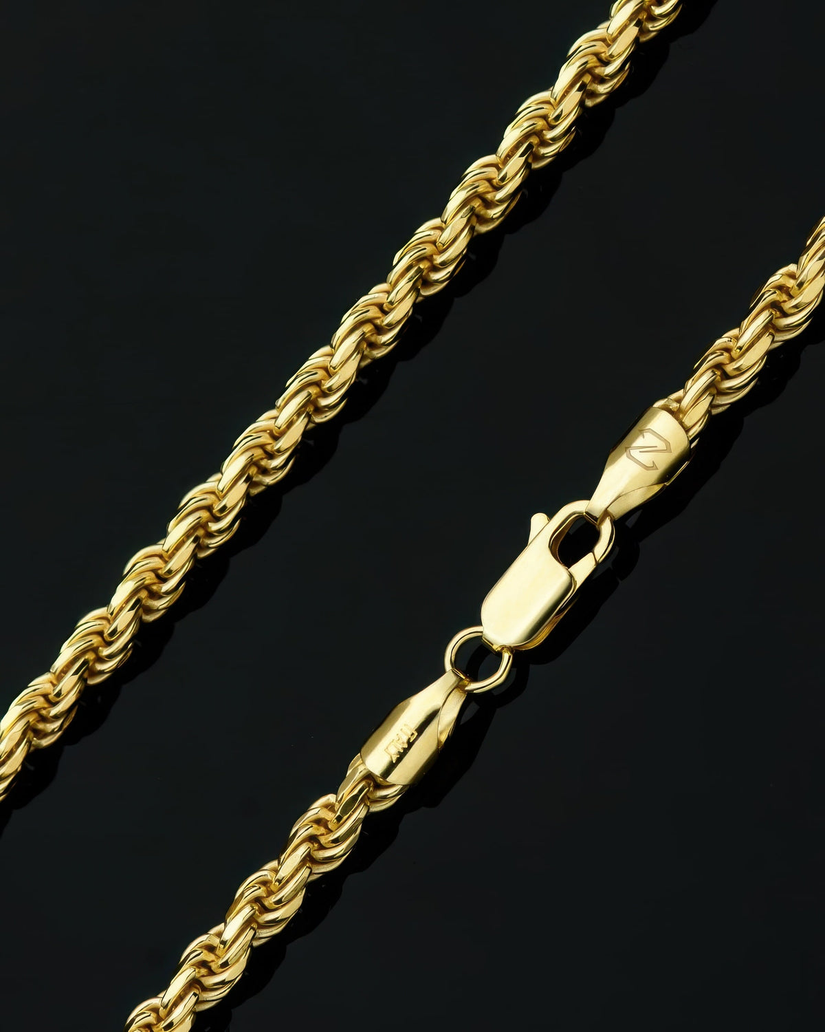 4 Millimeters Rope Chain Rope Chain - 4mm | Men's Gold Chain - DAZZIN