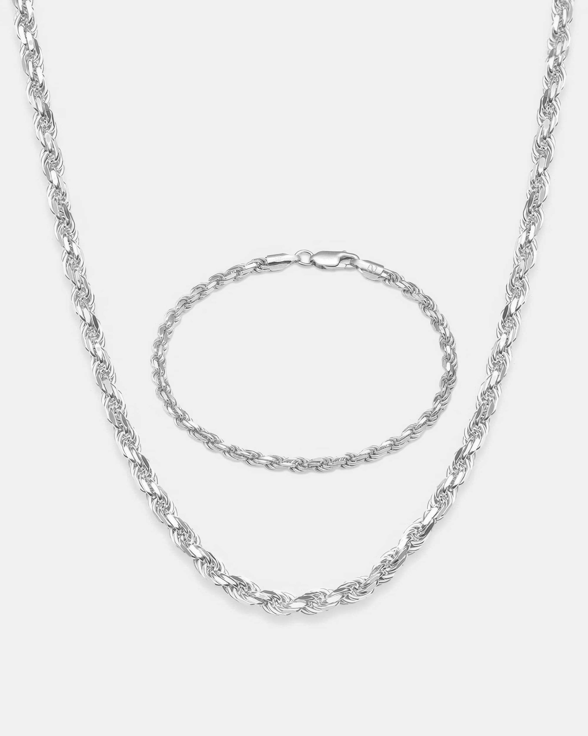 Rope Chain 4mm Silver Set
