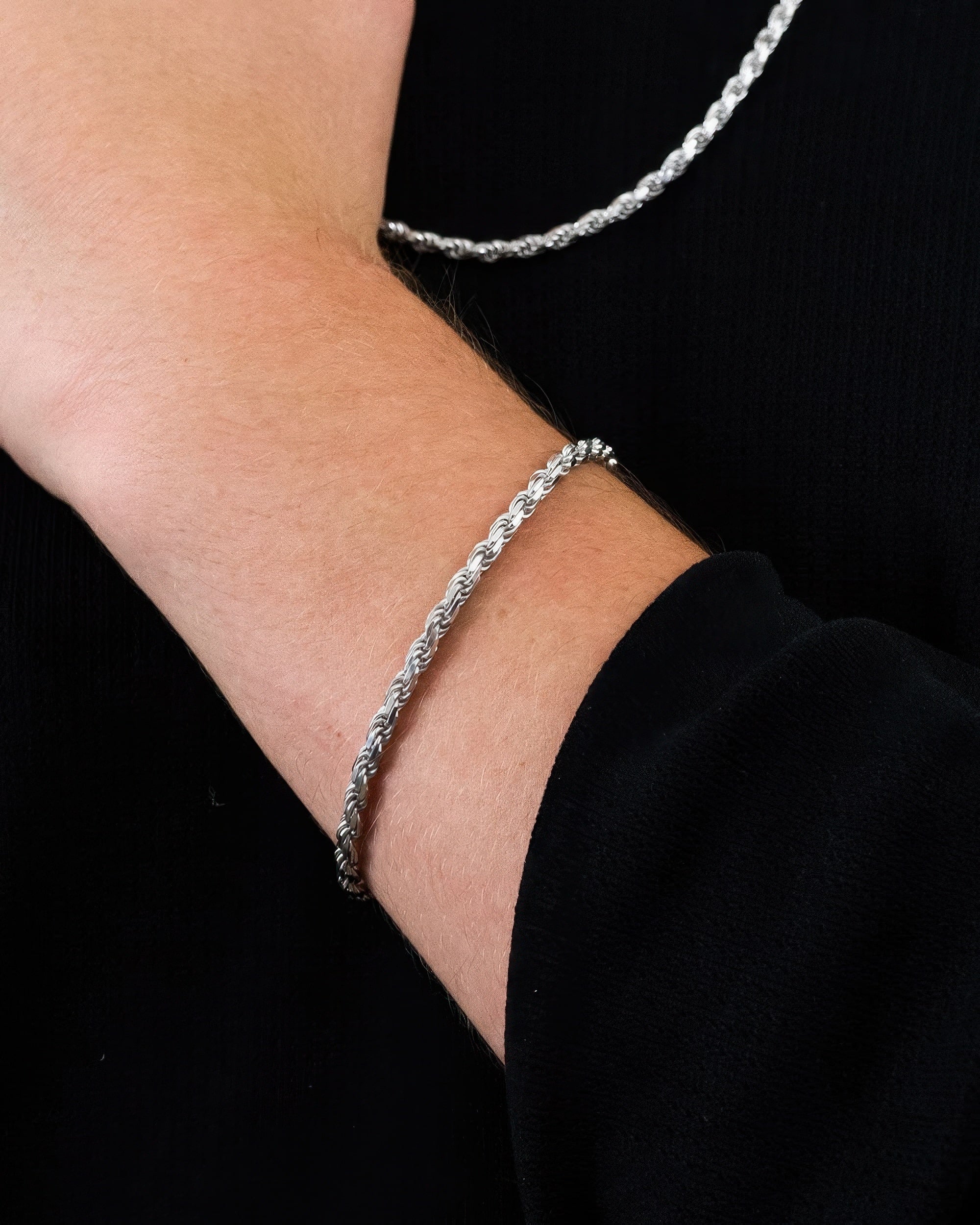 Rope Chain Bracelet 4mm Silver Model2
