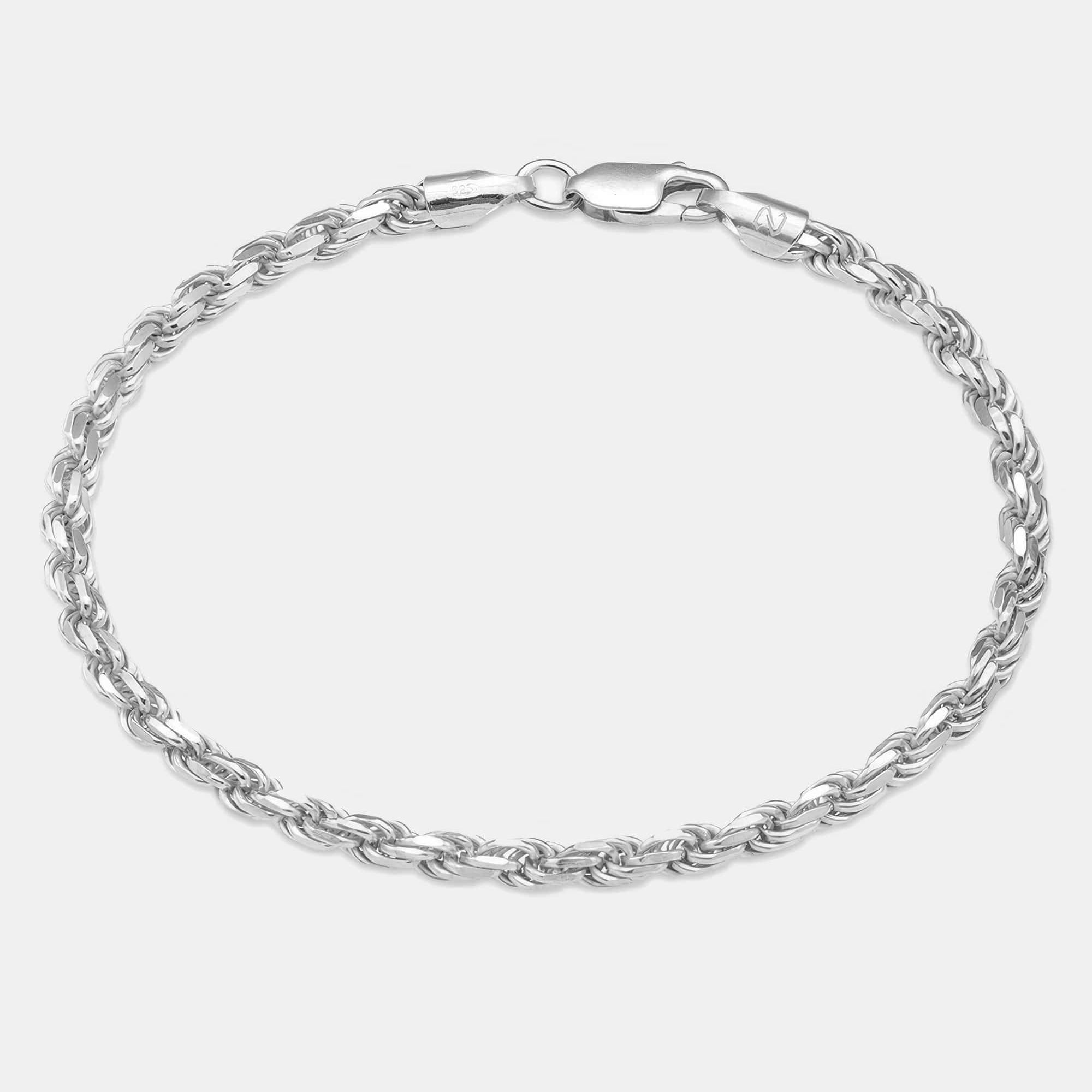 Rope Chain Bracelet 4mm Silver